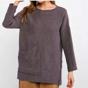 Elizabeth Suzann Long Sleeve Harper Tunic in charcoal linen gauze size OS